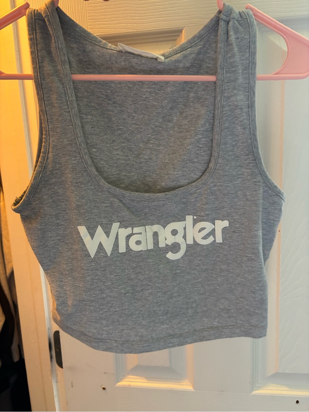 Zenana Outfitters Gray Wrangler Logo Tank Top